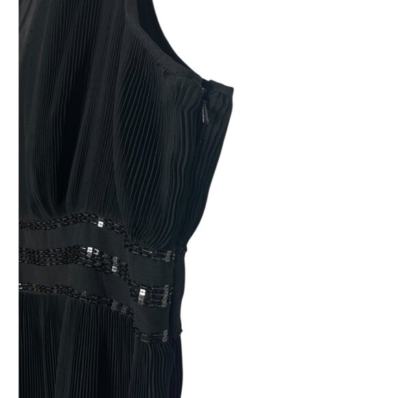 Black Sleeveless Midi Cocktail Dress Sequined Empire Waist Lane Bryant Size 20 - Picture 7 of 14